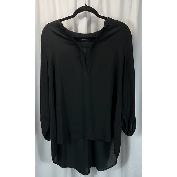 Simply Vera Wang Womens Long Sleeve Black Shirt Style Blouse Size XL High Low - Picture 1 of 6